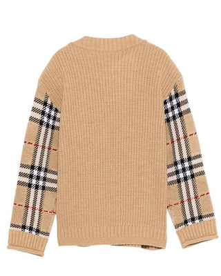 Burberry Maglia beige in lana Check 8105822