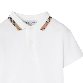 Burberry Polo Bianca In Piqué 8126808 Per Neonato