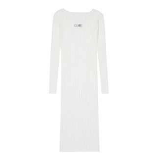 MM6 Maison Margiela Abito Avorio A Costine Con Patch Logo M60935-MM07X-M6101