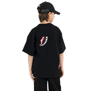 SPRAYGROUND T-shirt Nera Con Patch SPY1527 Per Bambini