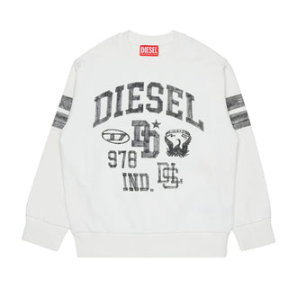 Diesel Felpa Avorio In Cotone Con Stampa J02988-0JEAD-K141 Per Bambino