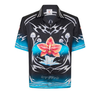 Casa Blanca Camicia in raso di sera a maniche corte Blades M-AW-25-SH-003-03