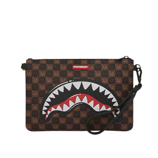 SPRAYGROUND Pochette SHARKS IN PARIS WTF BUBBLE BROWN CHECK 910B9307NSZ