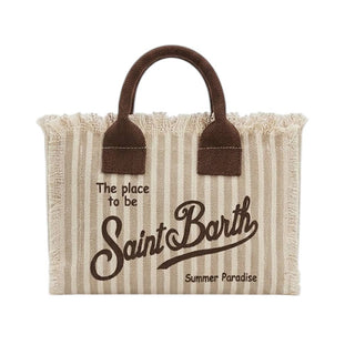 Mc2 Saint Barth Borsa Vanity Mini In Canvas A Righe Beige VAMI001/03450L