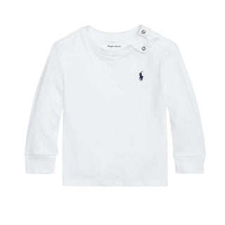 Polo Ralph Lauren T-shirt Bianca A Maniche Lunghe Per Neonati 320843804004