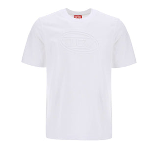 Diesel T-shirt bianca a maniche corte con Oval D A17402-0NJBM