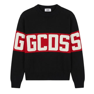GCDS Maglione Girocollo Nero Con Logo Z0MLQF150K155/999R Unisex