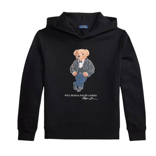 Polo Ralph Lauren Felpa Nera Con Cappuccio E Polo Bear 322B29158001 Per Bambino
