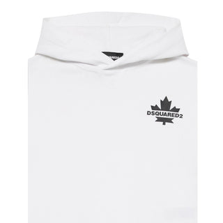 Dsquared2 Felpa Bianca Con Cappuccio E Logo DQ2735-D0AC6-DQ100