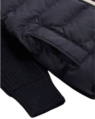 Moncler Cardigan blu navy imbottito in lana K29519B00005