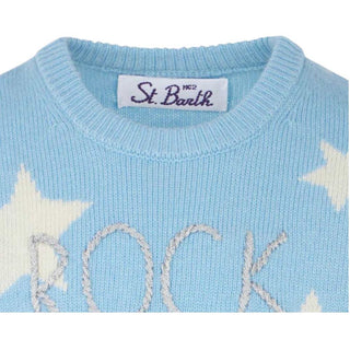 Mc2 Saint Barth Maglia azzurra Rock Star in misto cashmere PRC0006-EMRS31