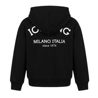 Iceberg Felpa Nera Con Zip E Cappuccio Per Bambini MFICE6119J-V3