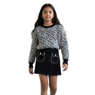 Elisabetta Franchi Mohair wool sweater with all over logo EFMA115 with zip