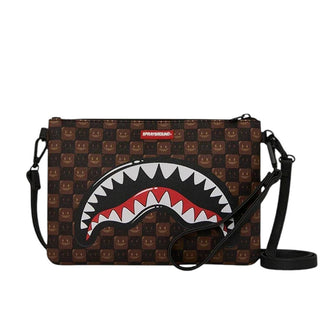 SPRAYGROUND Pochette SHARKS IN PARIS WTF BUBBLE BROWN CHECK 910B9307NSZ