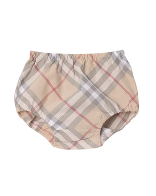 Burberry Vestina beige in popeline con pantaloncini bloomer Check 8109083