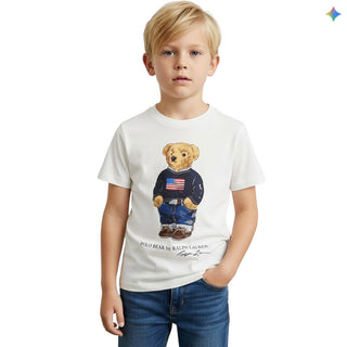 Polo Ralph Lauren T-shirt Bianca Con Polo Bear 322P00508001 Per Bambino