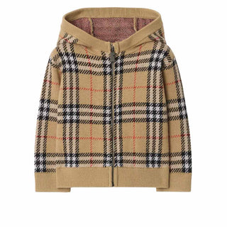 Burberry Cardigan Con Zip E Cappuccio In Check 8121171