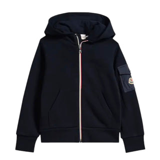 Moncler Felpa blu navy con zip e cappuccio K29548G00026