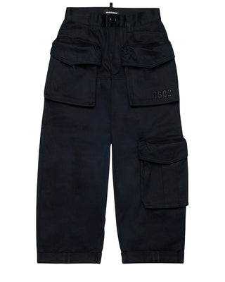 Dsquared2 Pantaloni cargo neri in gabardine DQ3023 D00XC