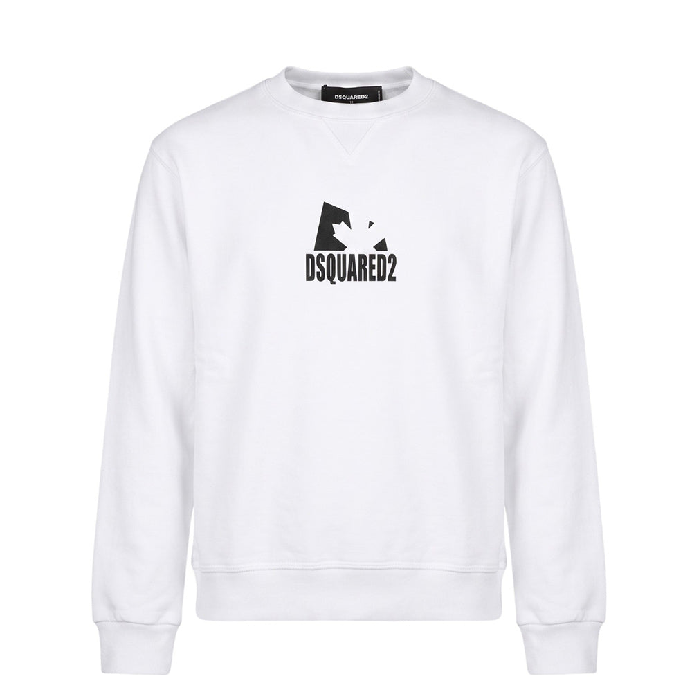 Dsquared2 Felpa Girocollo Bianca Con Stampa Per Bambini DQ0536-D002G