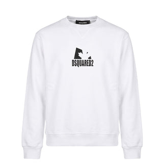 Dsquared2 Felpa Girocollo Bianca Con Stampa Per Bambini DQ0536-D002G