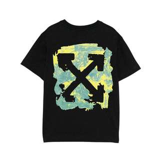 Off-White T-shirt nera in jersey a maniche corte con logo OBAA002F25JER0071059