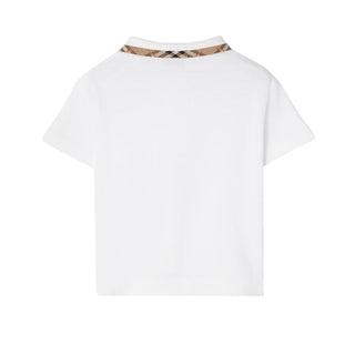 Burberry Polo Bianca In Piqué 8126808 Per Neonato