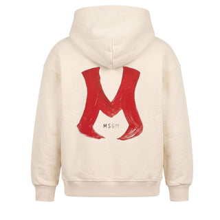 MSGM Felpa Avorio Con Cappuccio E Stampa F6MSJBHS275/013 Per Bambini