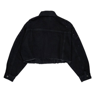 Diesel Giubbino Jeans Cropped Nero Con Strass J02923-KXBUB-K02 Per Bambina