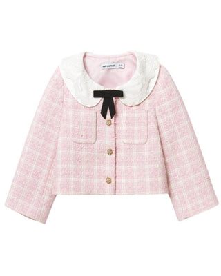 Self-Portrait Giacca bouclé a quadri rosa PF24-726J