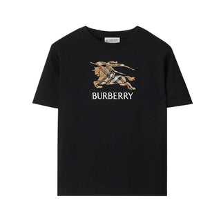Burberry T-shirt Nera In Cotone Con Stampa 8117292
