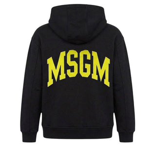 MSGM Felpa Nera Con Cappuccio E Stampa F6MSJUHS024/110 Per Bambini