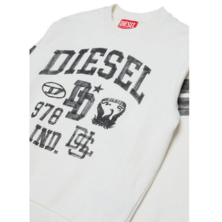Diesel Felpa Avorio In Cotone Con Stampa J02988-0JEAD-K141 Per Bambino