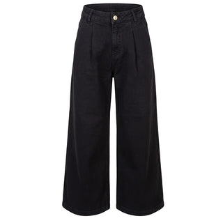 TWINSET Jeans Gamba Larga In Denim Nero 262GJ2240 Per Bambina