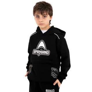 SPRAYGROUND Felpa Nera Con Cappuccio E Stampa SPY1510G Per Bambini