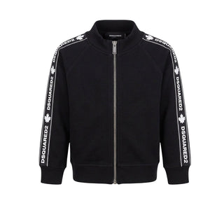 Dsquared2 Felpa Nera Con Zip E Cappuccio Per Neonato DQ04DD-D00V3