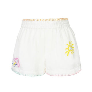 Stella Mccartney Shorts in misto lino con ricami TU6B79-Z0138