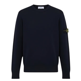 Stone Island Maglia blu navy in misto lana con Compass 8115526A1-V0020