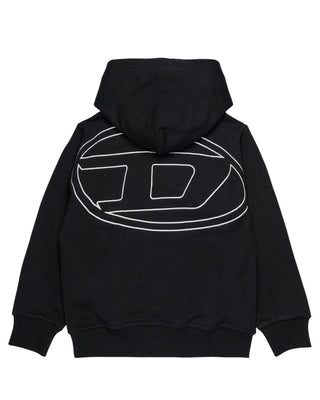 Diesel Felpa nera con cappuccio e maxi logo Oval D J02275-0GYCJ