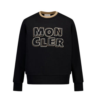 Moncler Felpa nera in cotone con logo L19548G00002/999