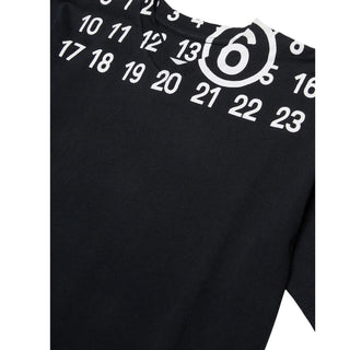 MM6 Maison Margiela T-shirt Nera In Jersey Con Numeric Logo M60986-MM02Y-M6900