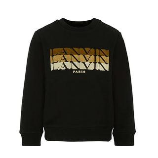 Lanvin Felpa nera in cotone con logo frontale N30284