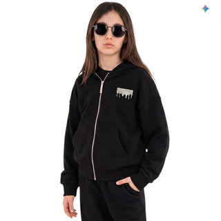 SPRAYGROUND Felpa Nera Con Zip E Cappuccio SPY1576GBLK Per Bambina
