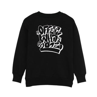 Off-White Felpa nera girocollo con stampa OBBA001F25FLE0051001