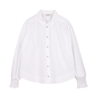 Lanvin Blusa Bianca In Popeline Per Bambine N30352/10P