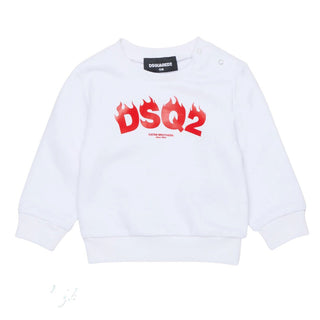 Dsquared2 Felpa Bianca In Cotone Per Neonato DQ3276-D0AGW-DQ100