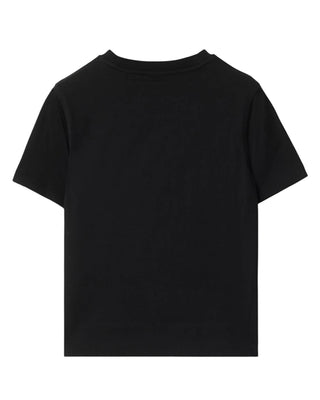 Burberry T-shirt nera in jersey con finiture Check 8108033