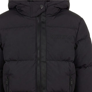 Iceberg Giubbino Nero Trapuntato Con Cappuccio GBICE7305B-V3J Per Bambino