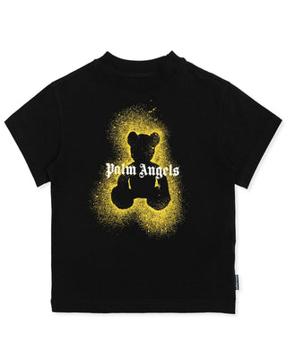 Palm Angels T-shirt nera in jersey con stampa Bear e logo PBAA003F25JER0051016