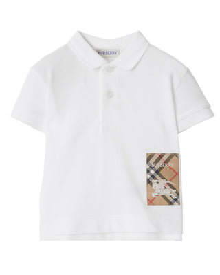 Burberry Polo in piquet con patch Check 8100555
